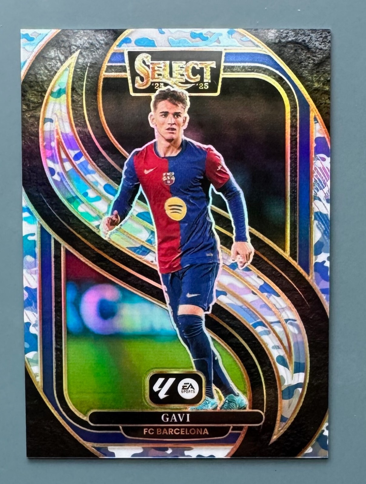2024-25 Panini Select La Liga #151 Gavi /30 Winter Camo Prizm