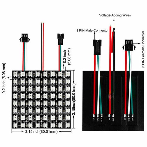 WS2812 LED Pixel Streifen Licht Display Panel Digital Flexibel Bluetooth APP USB - Bild 16 von 26