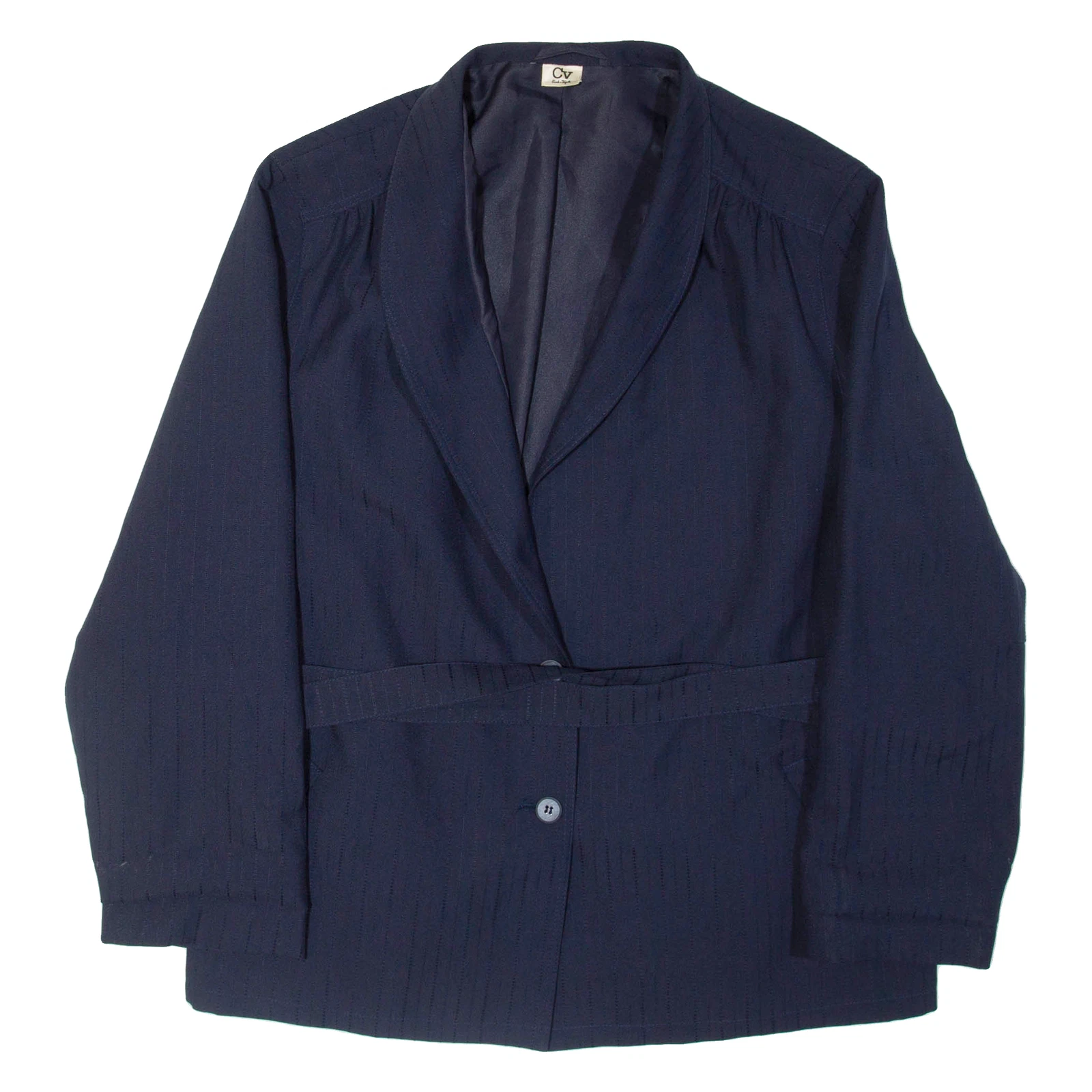TREVIRA Belted Mens Blazer Jacket Blue Pinstripe XL