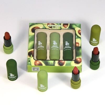 Avocado 3er Set Box Lippenstift Wasserdicht Matt Lipgloss Feuchtigkeitsspendend Lippen Geschenk 