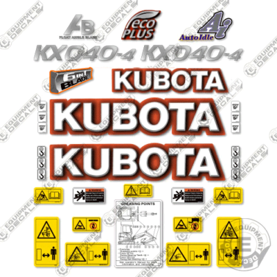 Fits Kubota KX040-4 Decal Kit Mini Excavator - 7 YEAR OUTDOOR 3M