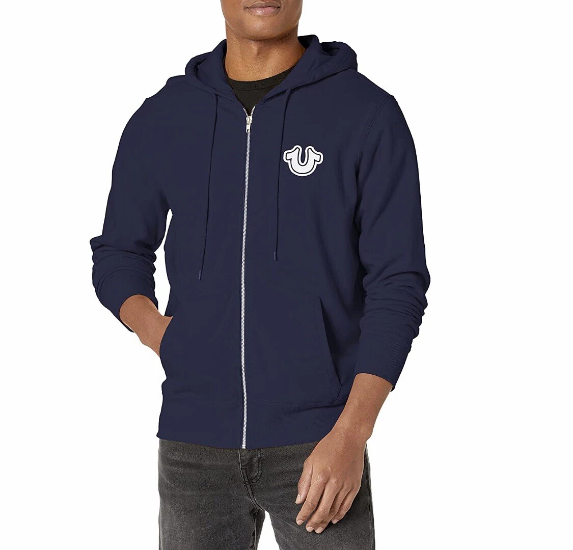 NWT TRUE RELIGION Mens CORE ZIP UP HOODIE in Navy Size M $119 | eBay