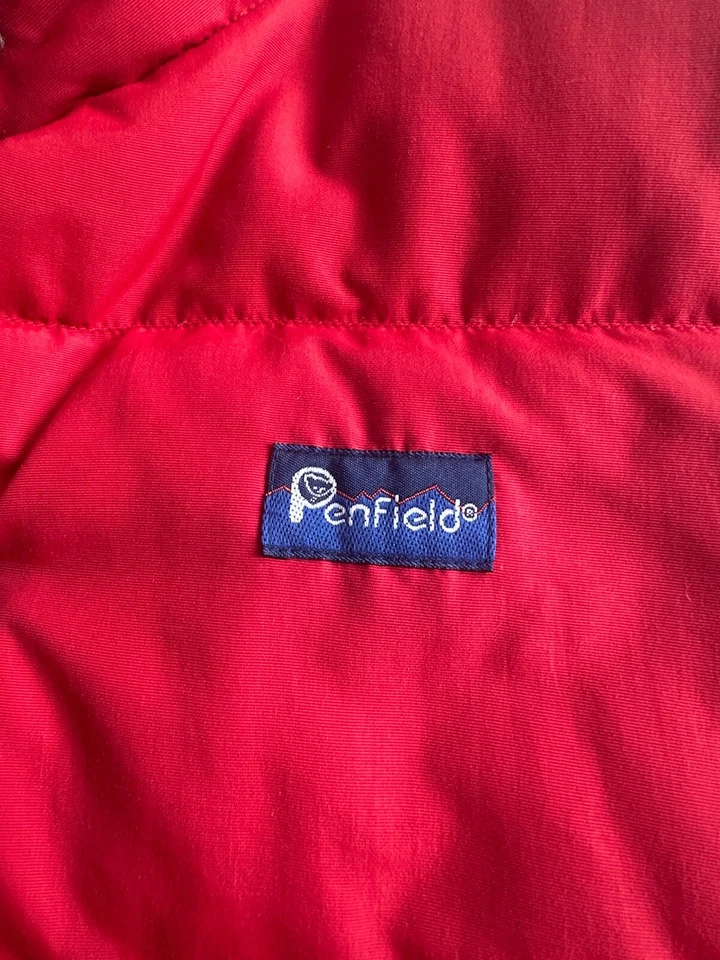 Chaleco rojo acolchado Penfield Down usado vintage para hombre XL Foto 3 de 4