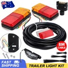 <!--F#f_0-->2× LED Trailer Lamp Tail Light Kit Pair Plug 8m Wire Caravan Ute 7 Pin Flat Set<!--F/-->