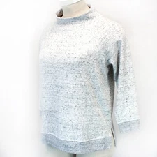 TALBOTS Plus Light Gray Mock Neck Fleece Pullover TOP SWEATSHIRT 2X