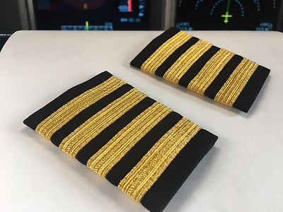 AIRLINES 1st OFFICER EPAULETS SLIDERS 3 BARS ON BLACK by WORLD PILOT SUPPLIES