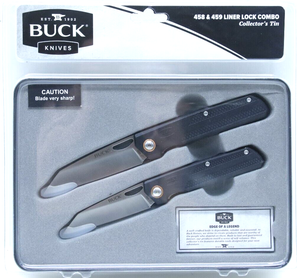 Buck Knives 458 & 459 Liner Lock Combo Knife Set With Collector's