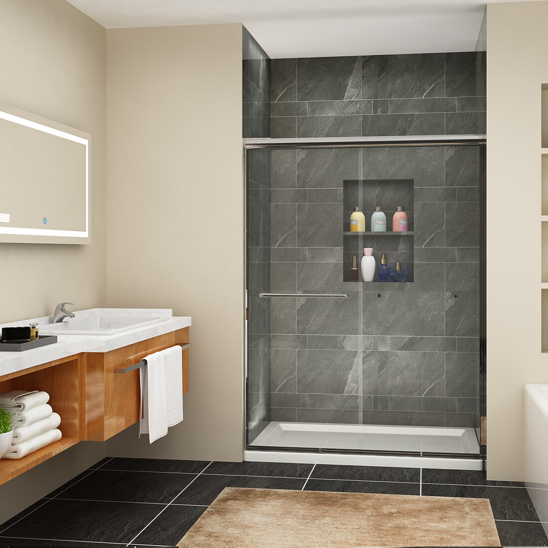 SUNNY SHOWER Double Sliding Shower Door Bathroom Shower Encl