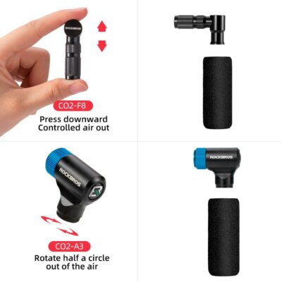 ROCKBROS CO2 Mini Bicycle Air Inflator AV FV Alloy Bike Hand