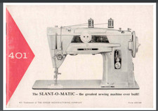 Macchina da cucire Singer 401 slant-o-matic manuale istruzioni proprietario 96 pagine