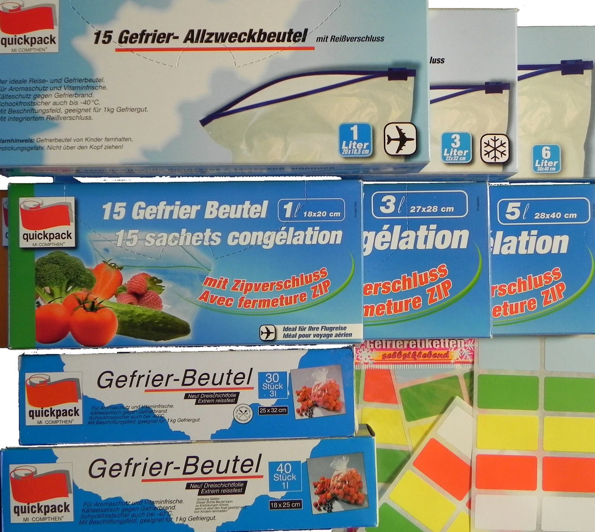 Gefrierbeutel Zipper Quickpack Gefrierbeutel 100 Stück – 6 Liter Volumen, 30x46 Cm, Transparente Tiefkühlbeutel Zip Beutel