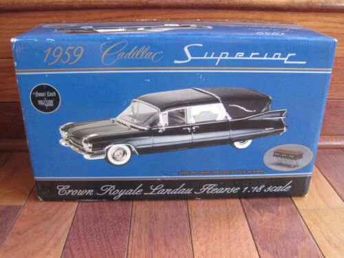 1:18 Precision Miniatures 1959 Cadillac Superior Limousine Style Hearse Black  - Picture 1 of 8