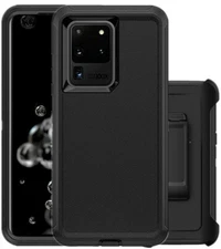 For Samsung Galaxy S20 Plus/Ultra 5G Defender Black Case w/ Clip fits Otterbox