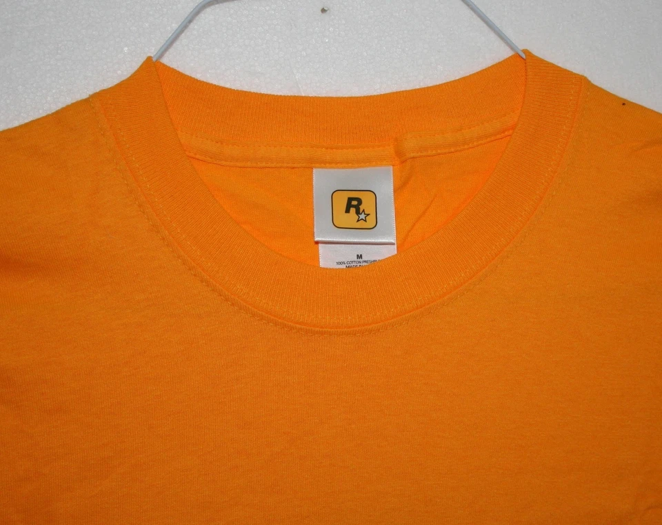 Camiseta Amarilla Brillante Rock Star Videojuego Logo Promocional Nueva de Lote Antiguo Sin Usar Talla Mediana Foto 4 de 4