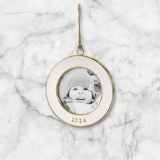 Pottery Barn Round White Frame Ornament 2024