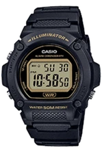 Casio W219H-1A2V,  Chronograph Watch, Black Resin Strap, Alarm, Illuminator, NEW