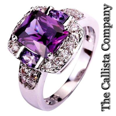 CALLISTA CO. LAB-CREATED 3.0CT RADIANT CUT PURPLE 3A+CZ S925 SILVER RG SZ 5-8  
