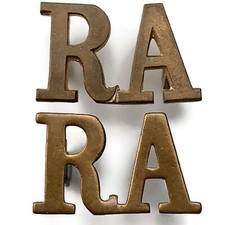Original Royal Artillery Regiment RA Shoulder Title PAIR - British Army Titles