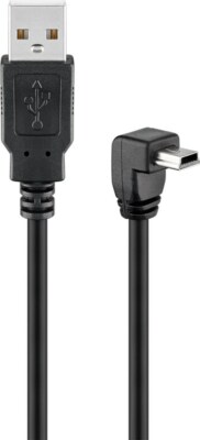 USB 2.0 Hi-Speed Kabel 90�, schwarz Typ A/Typ B, 5-Pin 1,8m