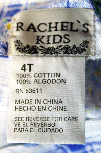 VTG 90s Rachel's Kids Blue Plaid Overalls Hat Floral Girls 4T Summer Spring - Picture 12 of 12