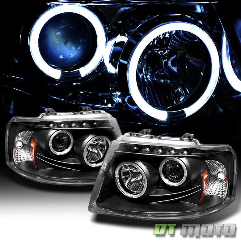 Faros proyectores LED halo izquierda+derecha Ford Expedition 2003-2006 negros Foto 2 de 4