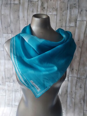 Vintage 60er Jahre türkis & blau Streifenmuster Leonardi Halstuch