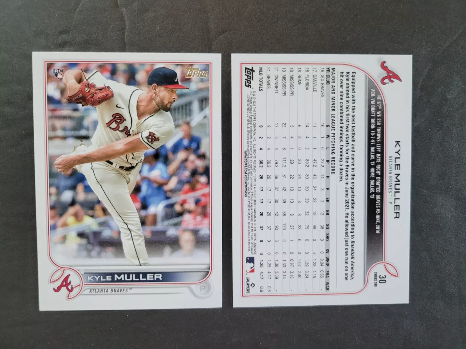 KYLE MULLER Card #30 RC 2022 Topps Atlanta Braves