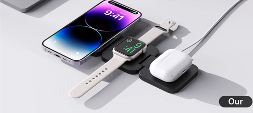 Apple 12 13 14 15 16 KUXIU X55 3-In-1 Foldable Magnetic Wireless Charger & Stand - 第 4/13 張圖片