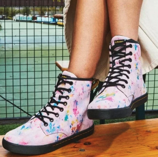 DR. MARTENS Sheridan Rainbow Suede CONFETTI SUEDE CASUAL BOOTS Great Reviews