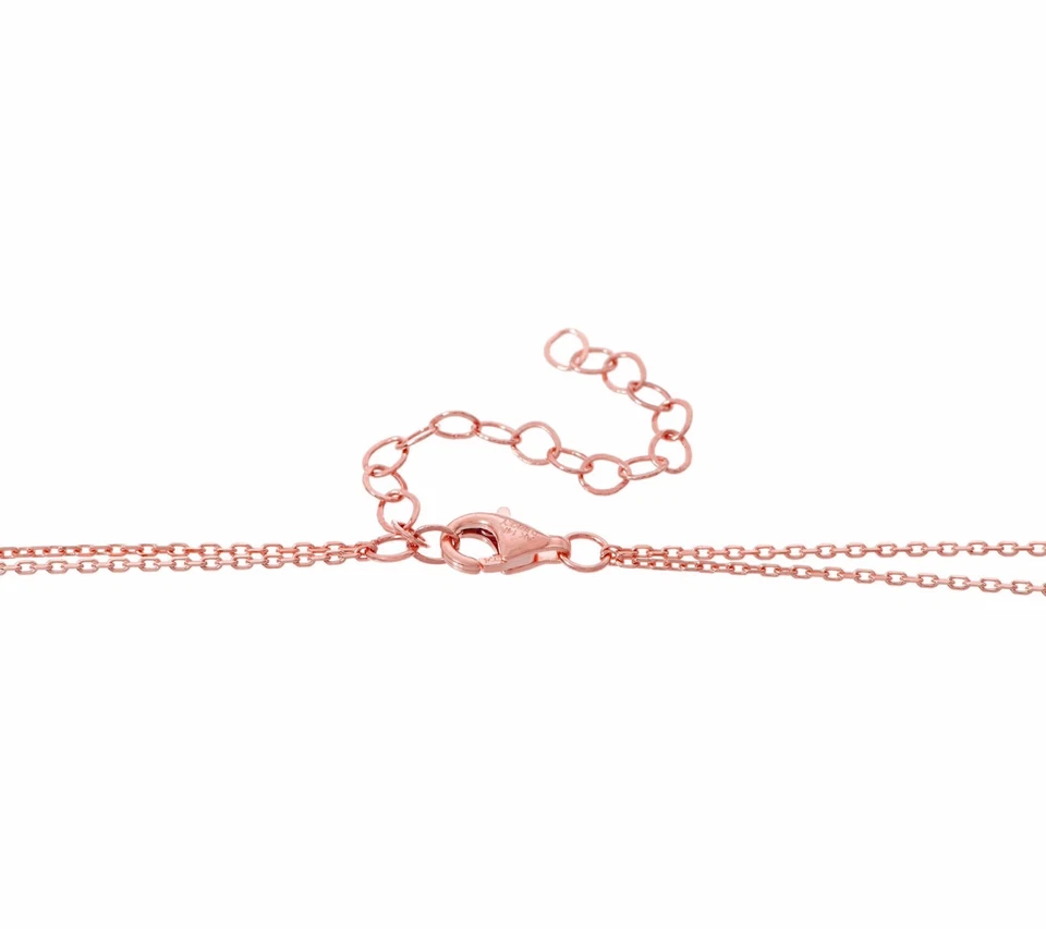 Collar de cadena ajustable grabable de doble capa real de oro rosa de 14K QVC Foto 2 de 3