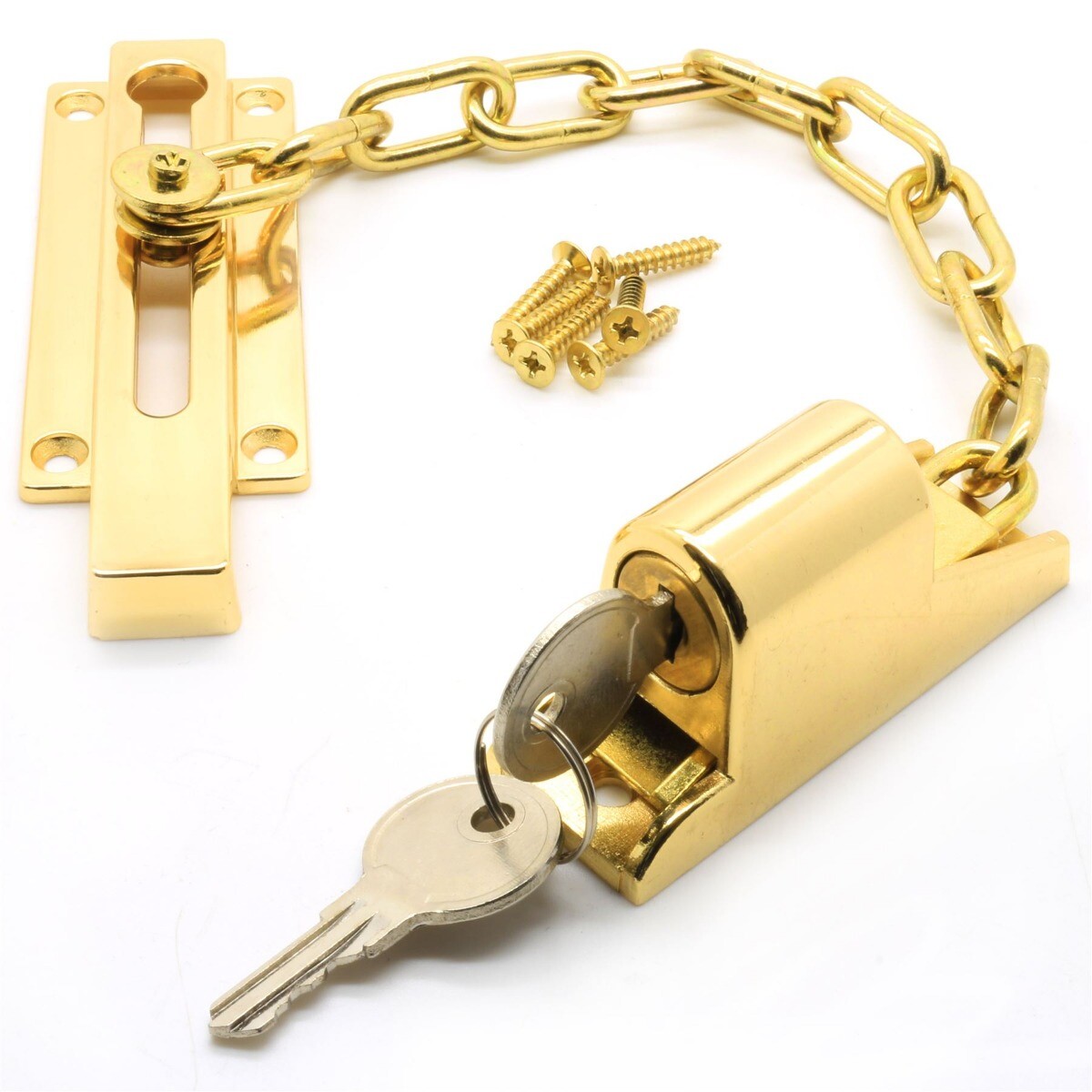 Front Door Door Chain Lock With Key HEAVY DUTY BRASS LOCKING DOOR