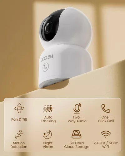 ZOSI Wifi Security Camera CCTV 2.4/5Ghz 2K 3MP 360° Wireless PT Baby Monitor - Picture 2 of 9