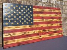 Hand Engraved, Unique Look Rustic American Flag, Wooden American Flag, Charred