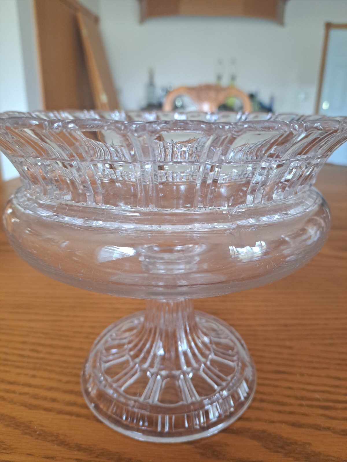 Pattern  Clear Glass Heavy Pressed Glass Pedestal Compote Centerpiece Fruit Bowl