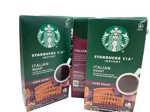 Starbucks VIA Italian Roast Dark Instant Coffee 96 Packets 12 Boxes 8 Each