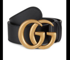 Gucci Women  s Marmont GG Gold Buckle And Black Leather Belt. Authentic. Size 95