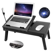 Multi-Functional Laptop Bed Stand with Built-In Cooling Fan  Storage Solutions