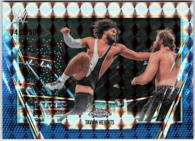 2026 Topps Chrome WWE #196 Tavion Heights Blue Geometric Refractor #/150