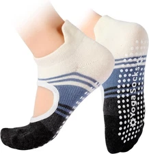 Pilates Socks with Grips for Women,Yoga Socks, Non-Slip Yoga Sock Blue 1pcs 