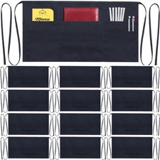 12 Pack Server Aprons with 3 Pockets, Commercial Grade Stain Resistant Half A...
