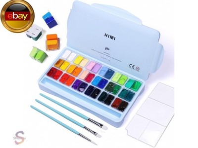 ARTFLY HIMI Gouache Farben Set, 36 Farben x 12 ml, Twin-Jelly-Cup-Design mit 3