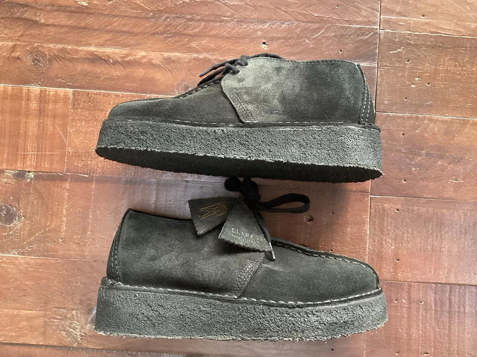 WOMENS CLARKS ORIGINALS BLACK SUEDE TREK WEDGE LACE-UP SHOES SIZE UK 5D VGC - Image 2 of 4