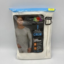 Fruit of the Loom Men's L Thermal Base Crew Long Sleeve Waffle Knit White