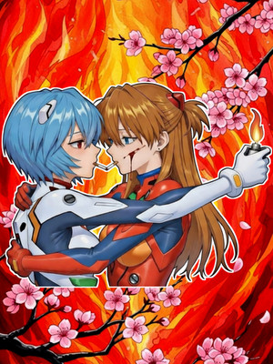 Anime Rei Ayanami X Asuka Langley Soryu 6'' High Quality Vinyl Sticker