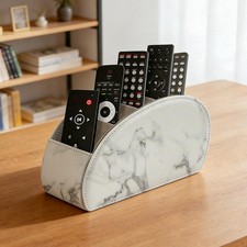 Remote Control Holder with 5 Compartments Upgrade Version PU Leather Caddy