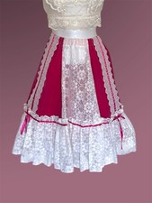 VTG 70 s Pitchfork Brand Lace Raspberry Square Dance Skirt Western, Prairie S/M