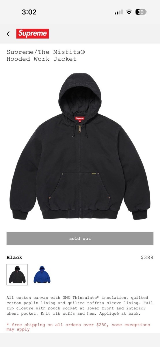 Supreme X Misfits Hooded work jacket | eBay
