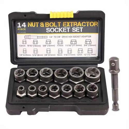 14PCS Stripped Lug Nut Remover Bolt Extractor Socket Set Impact Nut Removal - Bild 1 von 6