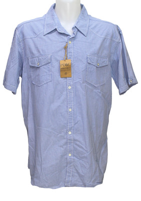 PD & C Men's Blue Micro Check Short Sleeve Button Down Shirt Size XXL