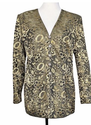 NEW Escada 44 US 14 Margaretha Ley Jacket Gold Metallic Lace Formal